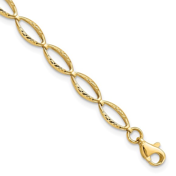 10k Yellow Gold Polished and D/C Bracelet